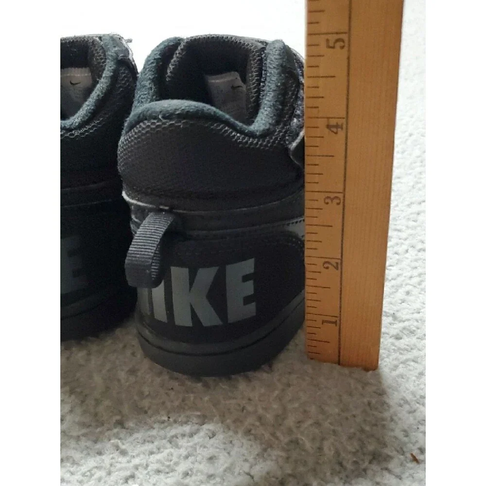 Nike Court Borough Mid 2 Black High-Top Lace & Strap Sneakers Size 1Y